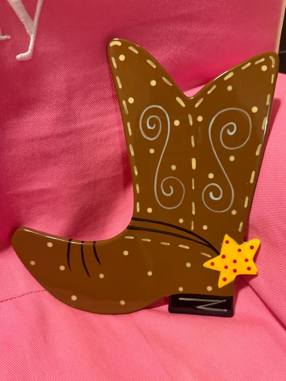 Coton Colors cowboy boot large happy everything *FLAW